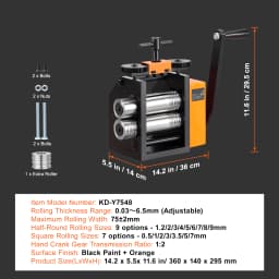 SucceBuy 45/57/75/76 mm Jewelry Rolling Mill Machine 3in1 Multi-function Rolling Mill to Metal Jewelry Making Sheet Square Wire