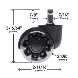5pcs Rollerblade Office Chair Wheels 2" (50mm) Twin Bearings Full Swivel Set of 5