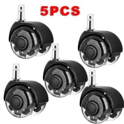 5pcs Rollerblade Office Chair Wheels 2" (50mm) Twin Bearings Full Swivel Set of 5