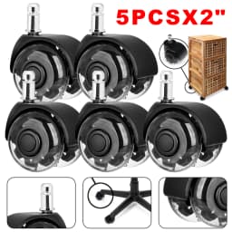 5pcs Rollerblade Office Chair Wheels 2" (50mm) Twin Bearings Full Swivel Set of 5