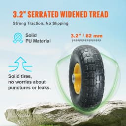 SucceBuy 2-Pack Solid PU Run-Flat Tire Wheel 10" Flat Free Tubeless Tires & Wheels for Garden Trailers Dollies Various Carts