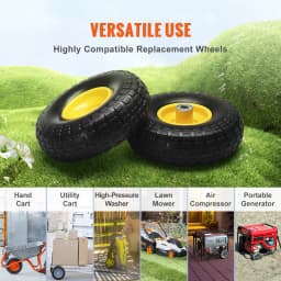 SucceBuy 2-Pack Solid PU Run-Flat Tire Wheel 10" Flat Free Tubeless Tires & Wheels for Garden Trailers Dollies Various Carts