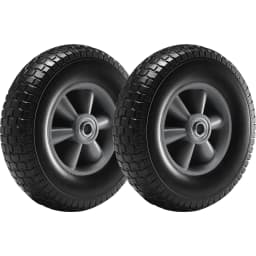 SucceBuy 2-Pack Solid PU Run-Flat Tire Wheel 10" Flat Free Tubeless Tires & Wheels for Garden Trailers Dollies Various Carts