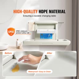 SucceBuy Wall-Mounted Baby Changing Station Horizontal Foldable Diaper Change Table Safety Straps and Hanging Rods for Newborns