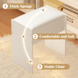 Padded Makeup Vanity Stool, Elegant Wood Dressing Chair W/ Wooden Legs Bench US