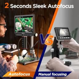 Elikliv EM4K-AF 4K Digital Microscope Autofocus 2000x 8" HDMI Soldering Microscope for Electronic Repair with 10" Stand 64G Card