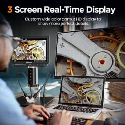 Elikliv EM4K-AF 4K Digital Microscope Autofocus 2000x 8" HDMI Soldering Microscope for Electronic Repair with 10" Stand 64G Card