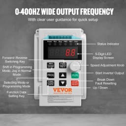 SucceBuy VFD 5 HP 4 KW Singel Phase 220V-240V Input to 3 Phase 220V-240V Output Variable Frequency Drive for Motor Speed Control