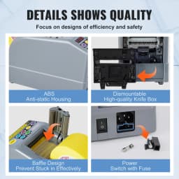 SucceBuy ZCUT-9Automatic Tape Cutting Machine Paper Slitting Dispenser 6-60 mm Adhesive Electric Tape Cutter for Product Package