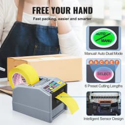SucceBuy ZCUT-9Automatic Tape Cutting Machine Paper Slitting Dispenser 6-60 mm Adhesive Electric Tape Cutter for Product Package