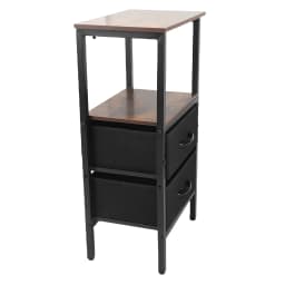 Bedside Table with 2 Canvas Drawers MDF Carbon Steel Night Stand Spacious Storage for Bedroom Living Room Dorm 75x40x30cm