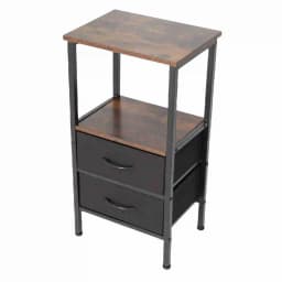 Bedside Table with 2 Canvas Drawers MDF Carbon Steel Night Stand Spacious Storage for Bedroom Living Room Dorm 75x40x30cm