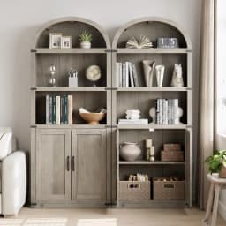 Arch Bookcase with Doors,Arched Bookshelf,1.82m Tall Bookcase Farmhouse Cabinet with Shelves Wooden Bookshelves for home office