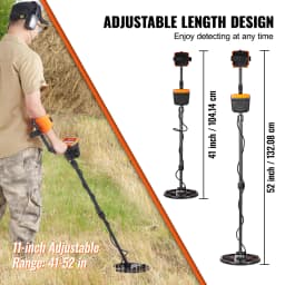 SucceBuy Metal Detector for Adults&Kids 10Inch Waterproof Search Coil + LCD Display 7 Modes Adjustable 41''-52'' Aluminum Stem