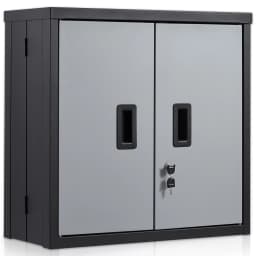 SucceBuy Foldable Wall Cabinet Metal Garage Locker Mounted Tool Chest Adjustable Shelf Magnetic Door for Warehouse Office Home