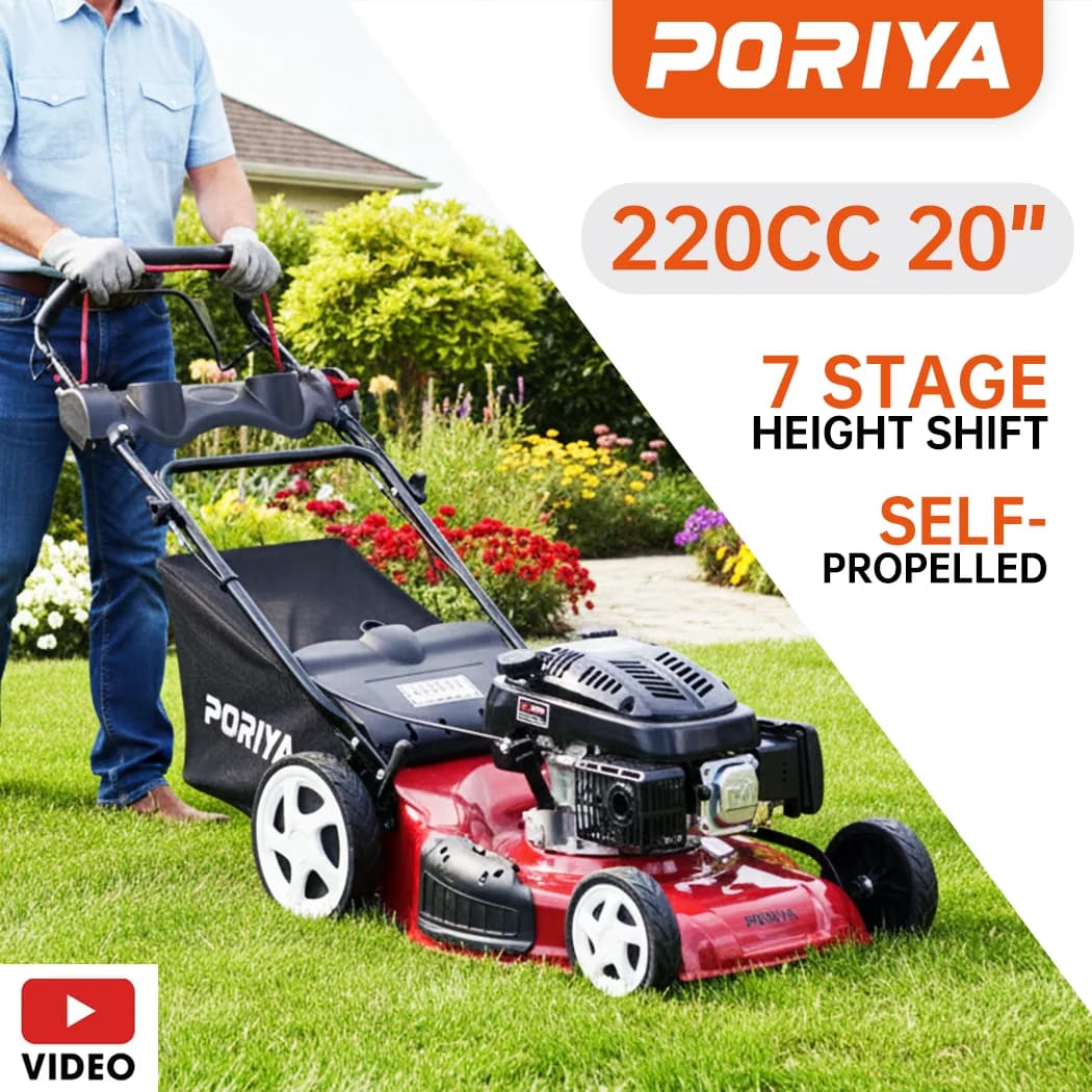 PORIYA 20' Self-Propelled Lawn Mower 220cc 4-Stroke Engine Oil Push Lawnmower
