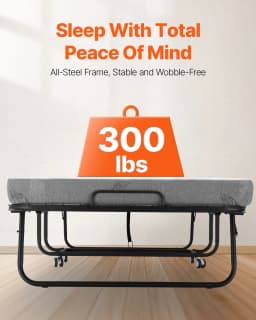 SucceBuy Rollaway Bed 38 in x 75 in Folding Bed with 4in Memory Foam Mattress Portable Twin Size Roll Away Bed for Adults Guest