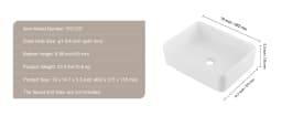 SucceBuy Rectangle Vessel Sink Bathroom Vessel Sink Countertop White Ceramic Bathroom Sinks Above Counter for Bathroom/Toilet