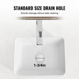 SucceBuy Rectangle Vessel Sink Bathroom Vessel Sink Countertop White Ceramic Bathroom Sinks Above Counter for Bathroom/Toilet