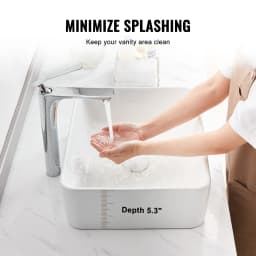 SucceBuy Rectangle Vessel Sink Bathroom Vessel Sink Countertop White Ceramic Bathroom Sinks Above Counter for Bathroom/Toilet