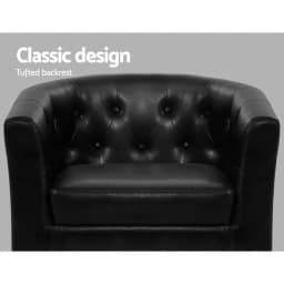 Modern Black Armchair Set with Ottoman Comfortable Upholstered Accent Chair for Living Room Lounge Bedroom Single Sofa Reading Chair Footrest Set