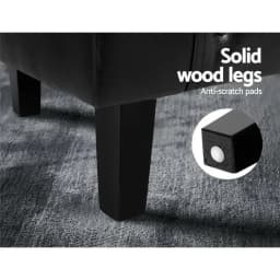 Modern Black Armchair Set with Ottoman Comfortable Upholstered Accent Chair for Living Room Lounge Bedroom Single Sofa Reading Chair Footrest Set