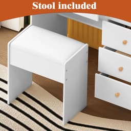 3-Color Dimmable LED Makeup Table with Mirror & Stool, 6-Drawer Storage Vanity Desk Set for Bedroom Dressing Area