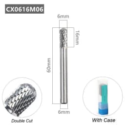 1PC Tungsten Carbide Rotary File Burr Style C Ball Nose Cylinder 6mm 1/4 Shank Mould Carving Tools Single Cut Milling Cutter