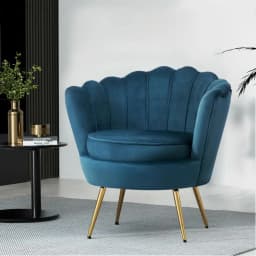 Velvet Blue Upholstered Armchair Elegant Accent Chair for Living Room Bedroom Home Lounge Seating Modern Comfortable Stylish Design