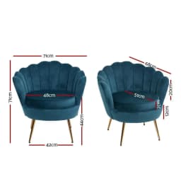 Velvet Blue Upholstered Armchair Elegant Accent Chair for Living Room Bedroom Home Lounge Seating Modern Comfortable Stylish Design