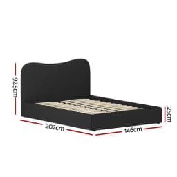 Double Size Boucle Upholstered Bed Frame Modern Fabric Platform Bed with Supportive Headboard and Wooden Slats for Bedroom Decor