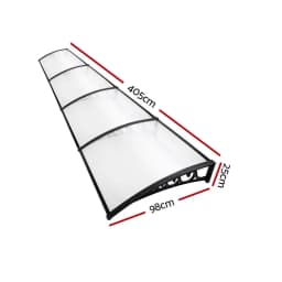 Transparent Window Door Awning 1x4m Outdoor Rain Shield Sun Shelter Polycarbonate Canopy Porch Cover Durable Wall Mounted Entrance Protector