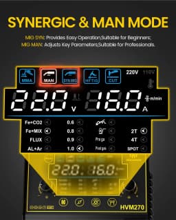 6 in 1 Welding Machine 220V HF TIG Gas MIG Gasless MIG Spot Welder Plasma Cutter Stick HZXVOGEN HVM270 IGBT Inverter 2T/4T
