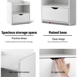 White Bedside Table 1 Drawer with Open Shelves Modern Nightstand Storage Cabinet for Bedroom Living Room End Table