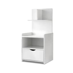 White Bedside Table 1 Drawer with Open Shelves Modern Nightstand Storage Cabinet for Bedroom Living Room End Table