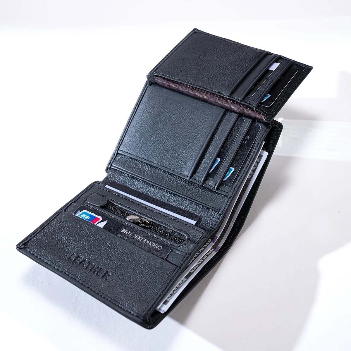 Men's Wallet Genuine Leather Wallets For Men Coin Purse Vintage Vertical Short Credit Card Holder Money Bag Men's RFID Wallet