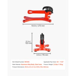 SucceBuy Portable Pipe Vise Lightweight Aluminum Pipe Vise w/ 1/8" to 1-1/2"  Clamping Capacity for Onsite Plumbing Installation