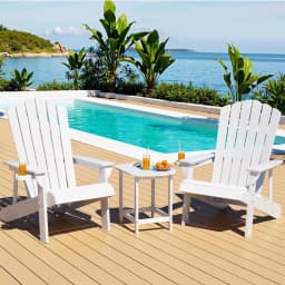 Outdoor HDPE Adirondack Beach Chair Sun Lounge Patio Furniture Garden White