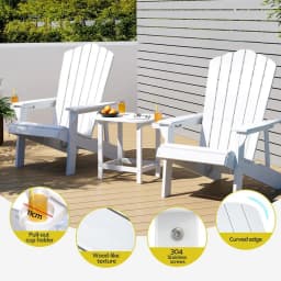 Outdoor HDPE Adirondack Beach Chair Sun Lounge Patio Furniture Garden White