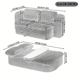 Comfortable folding sofa, 2-in-1 sofa bed, floor sofa with pillow, dual-use foam folding mattress sleeping sofa