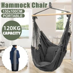 Garden Hammock Chair Hanging Swing Seat W/ 2 Cushions Outdoor Deluxe Camping