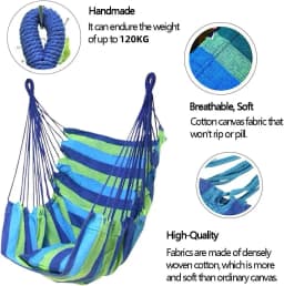 Garden Hammock Chair Hanging Swing Seat W/ 2 Cushions Outdoor Deluxe Camping