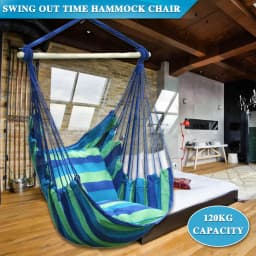 Garden Hammock Chair Hanging Swing Seat W/ 2 Cushions Outdoor Deluxe Camping