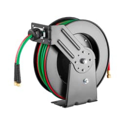 SucceBuy Retractable Welding Hose Reel 1/4Inchx50FT Twin Oxygen Acetylene Rubber Hose Max 300PSI - T Grade for Workshops Garages