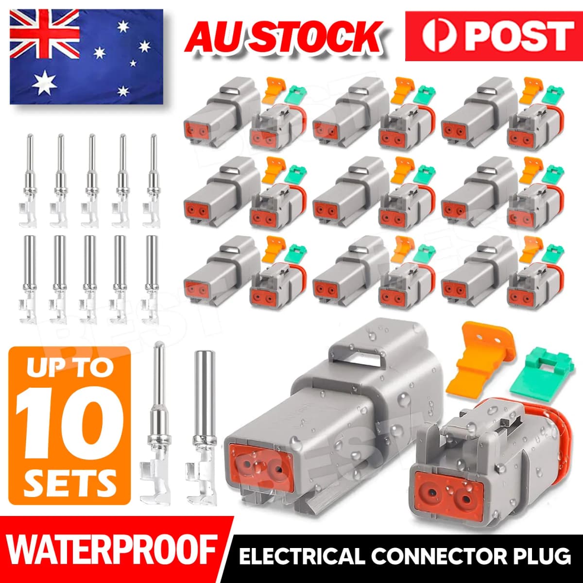 5-10Set Deutsch DT 2Way Pin Male/Female Kit Electrical Connector Plug Waterproof