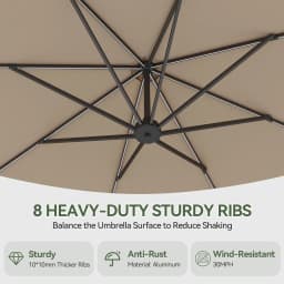 Aoxun 11ft Cantilever Umbrella Large Courtyard Aluminum Offset Umbrella Windproof 360 Degree Rotation Heavy Duty Frame With 8 Sturdy Ribs For Outdoor Swimming Pools Decks And Gardens