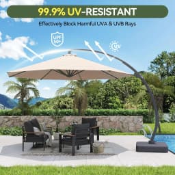 Aoxun 11ft Cantilever Umbrella Large Courtyard Aluminum Offset Umbrella Windproof 360 Degree Rotation Heavy Duty Frame With 8 Sturdy Ribs For Outdoor Swimming Pools Decks And Gardens