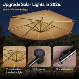 Aoxun 11ft Cantilever Umbrella Large Courtyard Aluminum Offset Umbrella Windproof 360 Degree Rotation Heavy Duty Frame With 8 Sturdy Ribs For Outdoor Swimming Pools Decks And Gardens