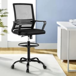 Office Chair Drafting Stool Mesh Back Adjustable Height Ergonomic Swivel Computer Desk Studio Black