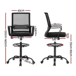 Office Chair Drafting Stool Mesh Back Adjustable Height Ergonomic Swivel Computer Desk Studio Black